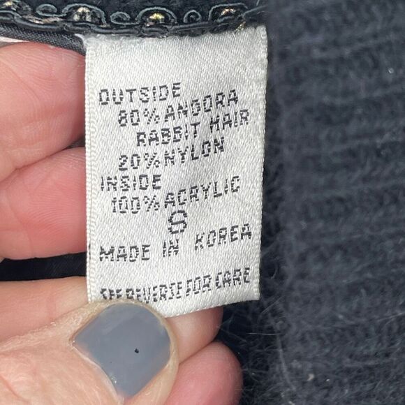 Baluchi Creations Charcoal Gray Angora Rabbit Hair Cardigan Sweater Size Small - Picture 5 of 9